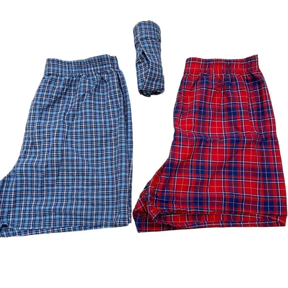 Lot of three Pairs Mens‎ Fruit of the Loom Plaid Loose Fit Boxer Shorts Small